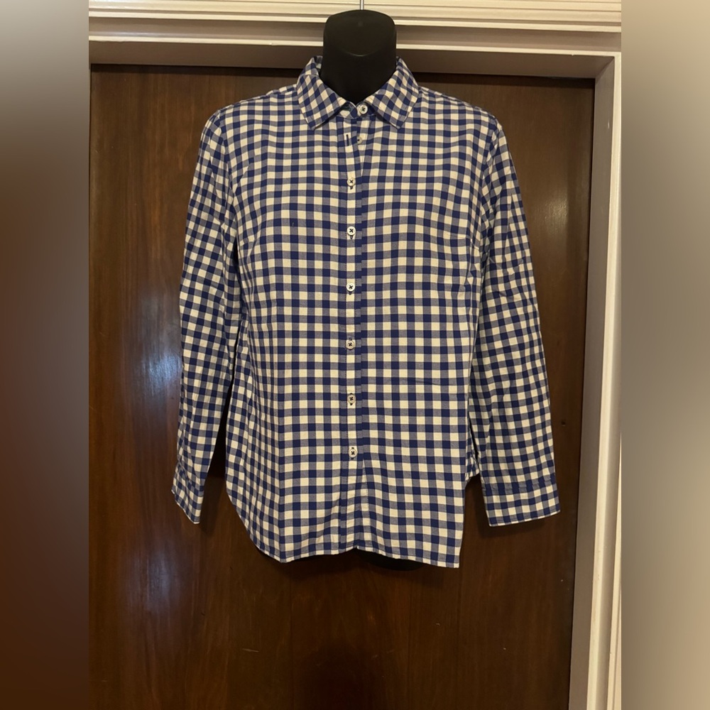 Talbots Blue and White Checkered Button Down Shirt - Size SP